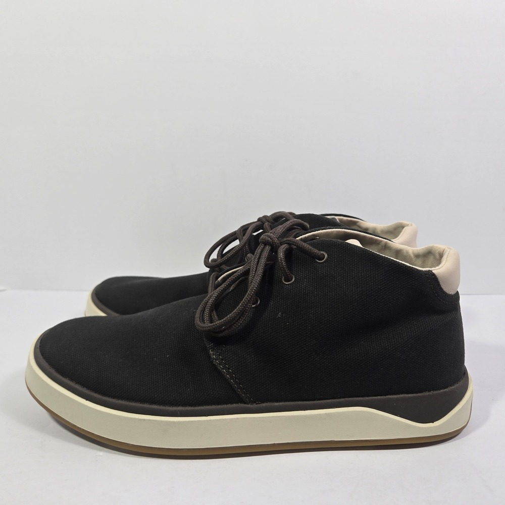 OluKai Papaku Mens 9.5 Dark Brown Black Canvas Chukka Boots Sneakers 10539-6363